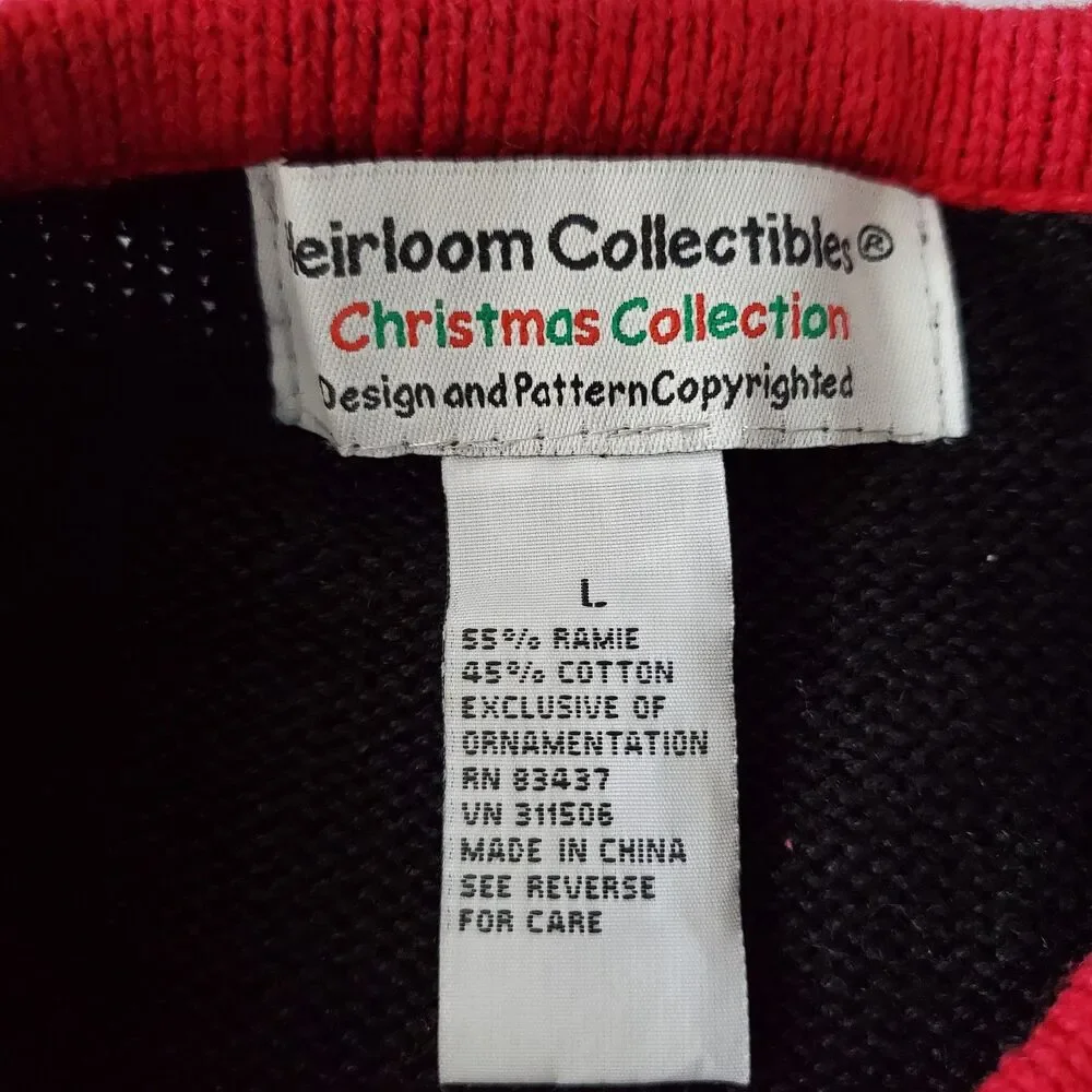 VNTG Christmas Sweater Embellished Tree Red Cardinals Heirloom Collectibles Sz L - Picture 6 of 7